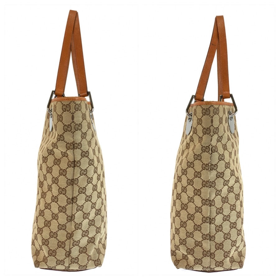 26638
GUCCI グッチ ベージュ ブラウン シルバー金具 GGキャンバス / レザー 120836 トートバッグ ショルダーバッグ レディース ABP38