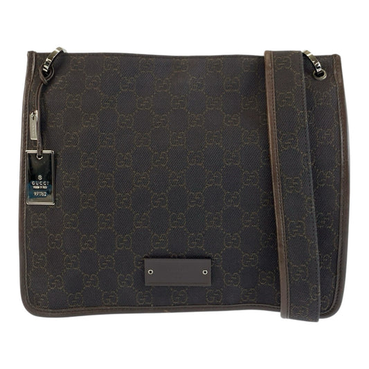 26639
GUCCI グッチ ブラウン GGキャンバス / レザー 91762 ショルダーバッグ ポシェット レディース AB35