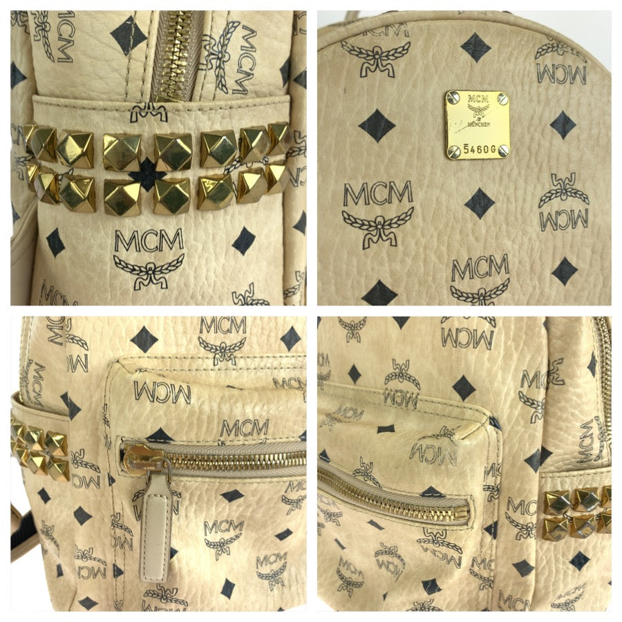 26640
MCM エム シー エム ヴィセトス スターク サイドスタッズ ベージュ ゴールド金具 PVC MMK6SVE37 IG001 リュックサック バックパック レディース AB33