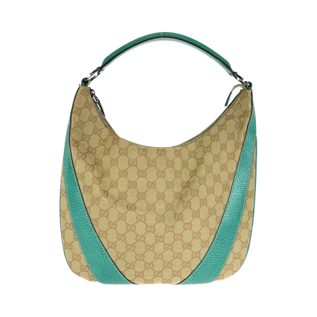 26641
GUCCI グッチ ワンショルダー ホーボー ベージュ グリーン シルバー金具 GGキャンバス / レザー 124357 ショルダーバッグ レディース ABP38