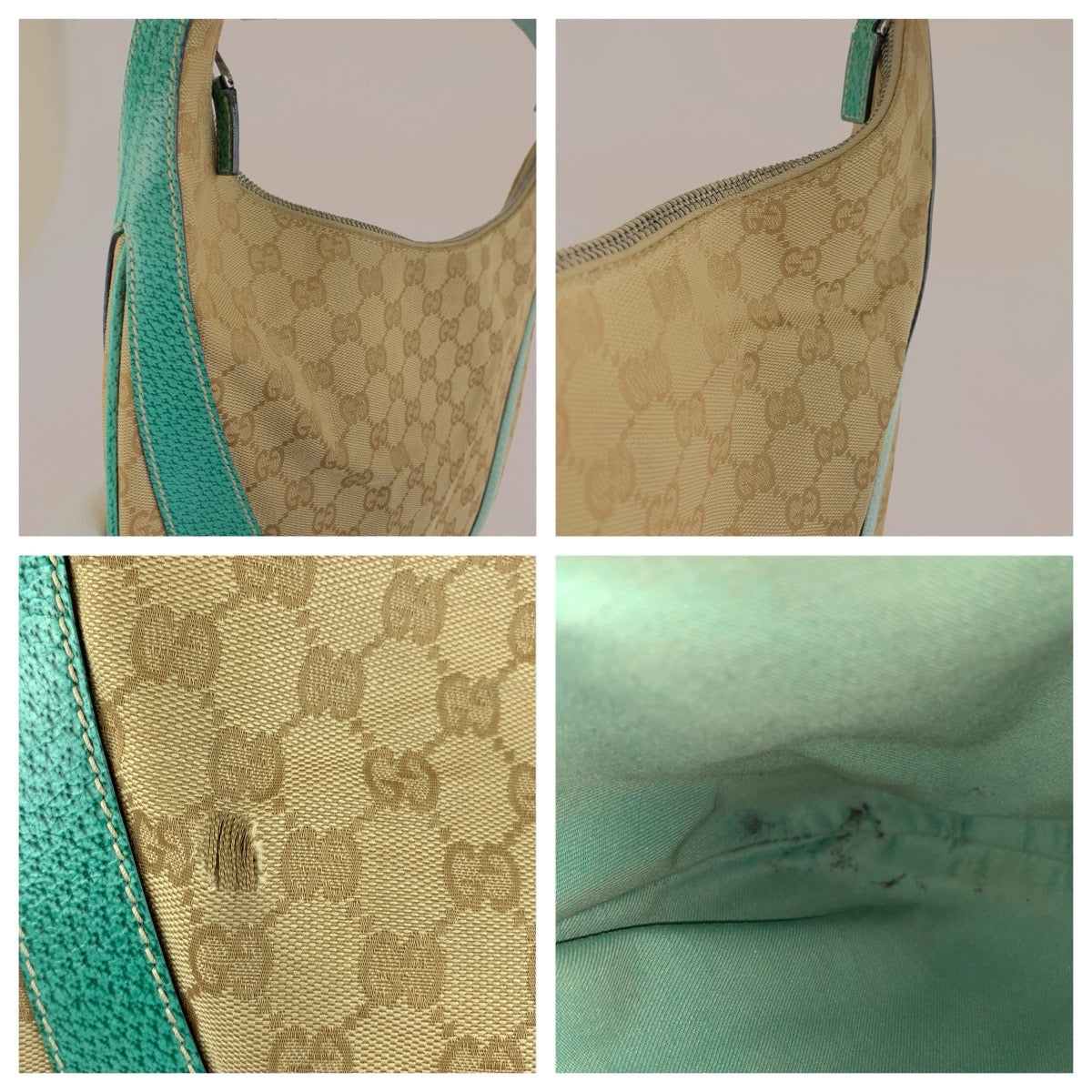 26641
GUCCI グッチ ワンショルダー ホーボー ベージュ グリーン シルバー金具 GGキャンバス / レザー 124357 ショルダーバッグ レディース ABP38