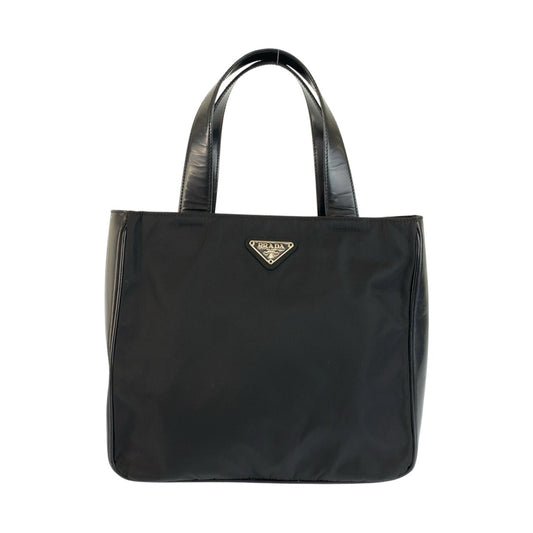 26644
PRADA プラダ テスート 三角ロゴプレート ブラック 黒 シルバー金具 ナイロン / レザー トートバッグ ハンドバッグ レディース ABP35