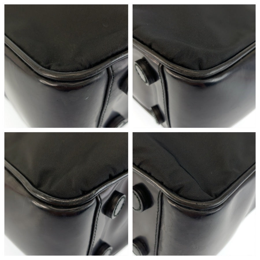 26644
PRADA プラダ テスート 三角ロゴプレート ブラック 黒 シルバー金具 ナイロン / レザー トートバッグ ハンドバッグ レディース ABP35
