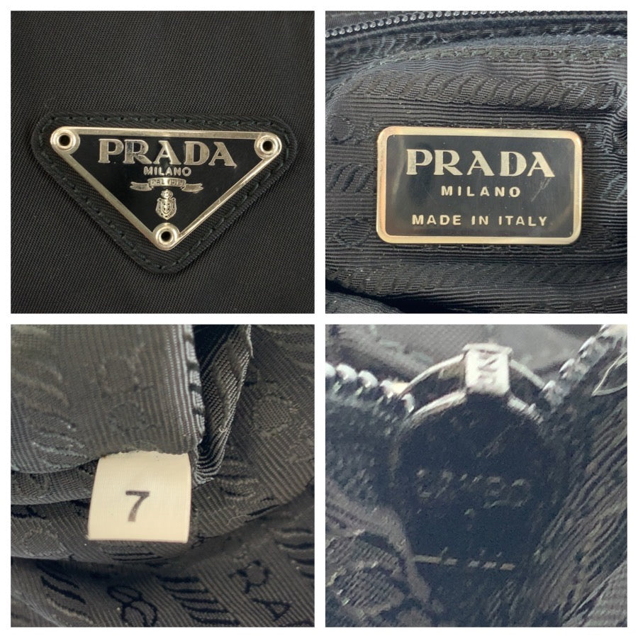 26644
PRADA プラダ テスート 三角ロゴプレート ブラック 黒 シルバー金具 ナイロン / レザー トートバッグ ハンドバッグ レディース ABP35