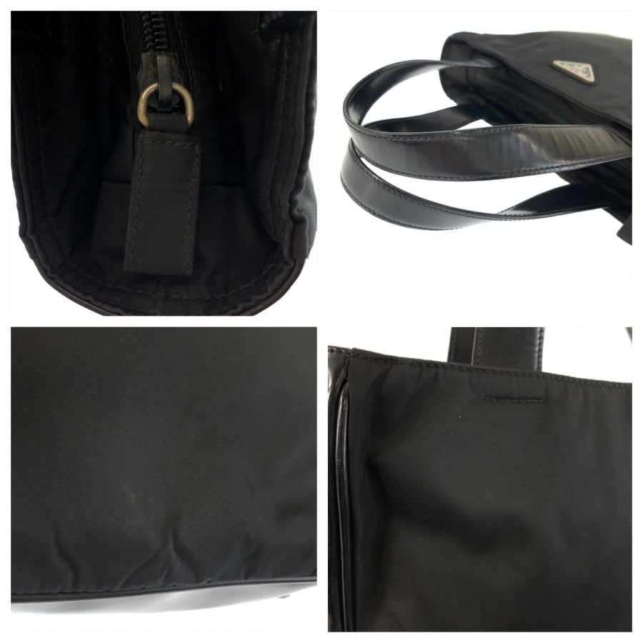 26644
PRADA プラダ テスート 三角ロゴプレート ブラック 黒 シルバー金具 ナイロン / レザー トートバッグ ハンドバッグ レディース ABP35