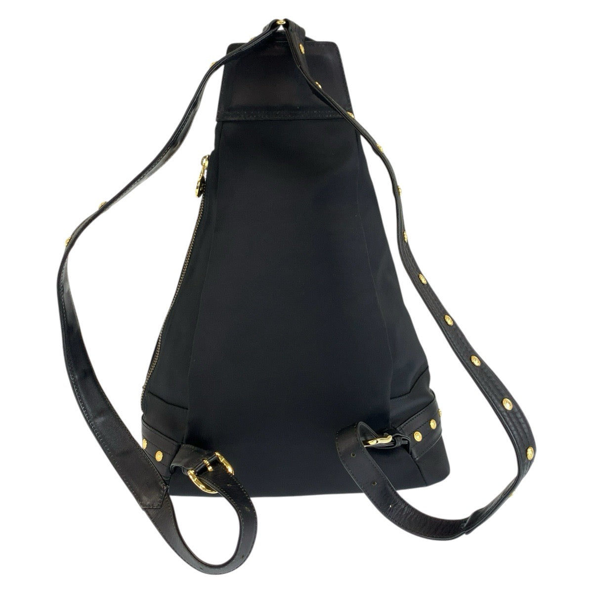 26646
VERSACE ヴェルサーチ サンバースト ブラック 黒 ゴールド金具 ナイロン リュックサック バックパック レディース AB33