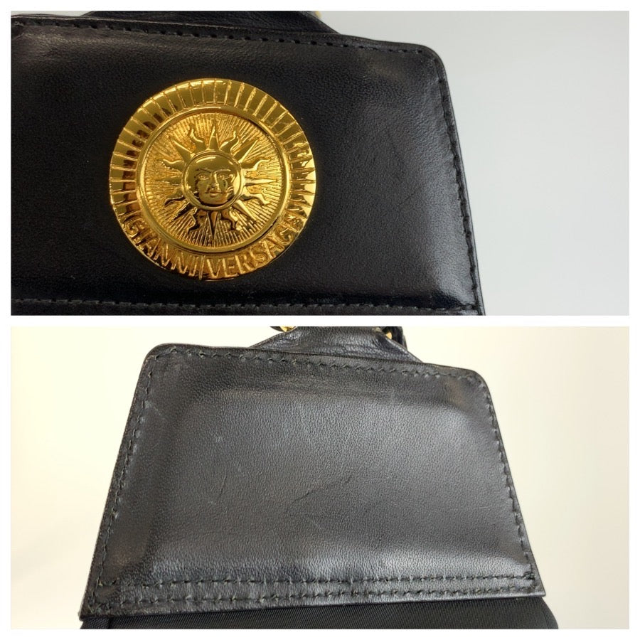 26646
VERSACE ヴェルサーチ サンバースト ブラック 黒 ゴールド金具 ナイロン リュックサック バックパック レディース AB33