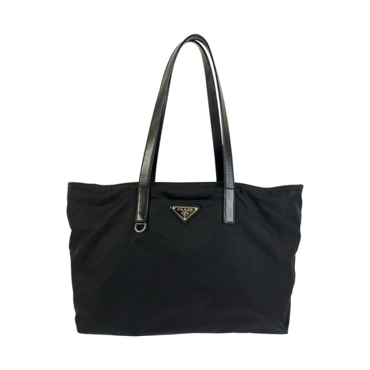 26654
PRADA プラダ テスート 三角ロゴプレート ブラック 黒 シルバー金具 ナイロン / レザー トートバッグ ショルダーバッグ レディース ABP37
