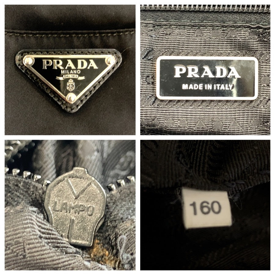 26654
PRADA プラダ テスート 三角ロゴプレート ブラック 黒 シルバー金具 ナイロン / レザー トートバッグ ショルダーバッグ レディース ABP37