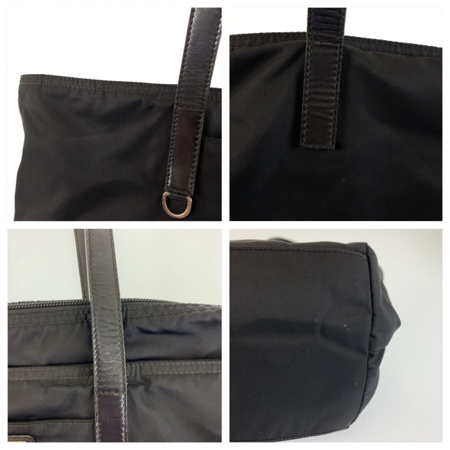 26654
PRADA プラダ テスート 三角ロゴプレート ブラック 黒 シルバー金具 ナイロン / レザー トートバッグ ショルダーバッグ レディース ABP37