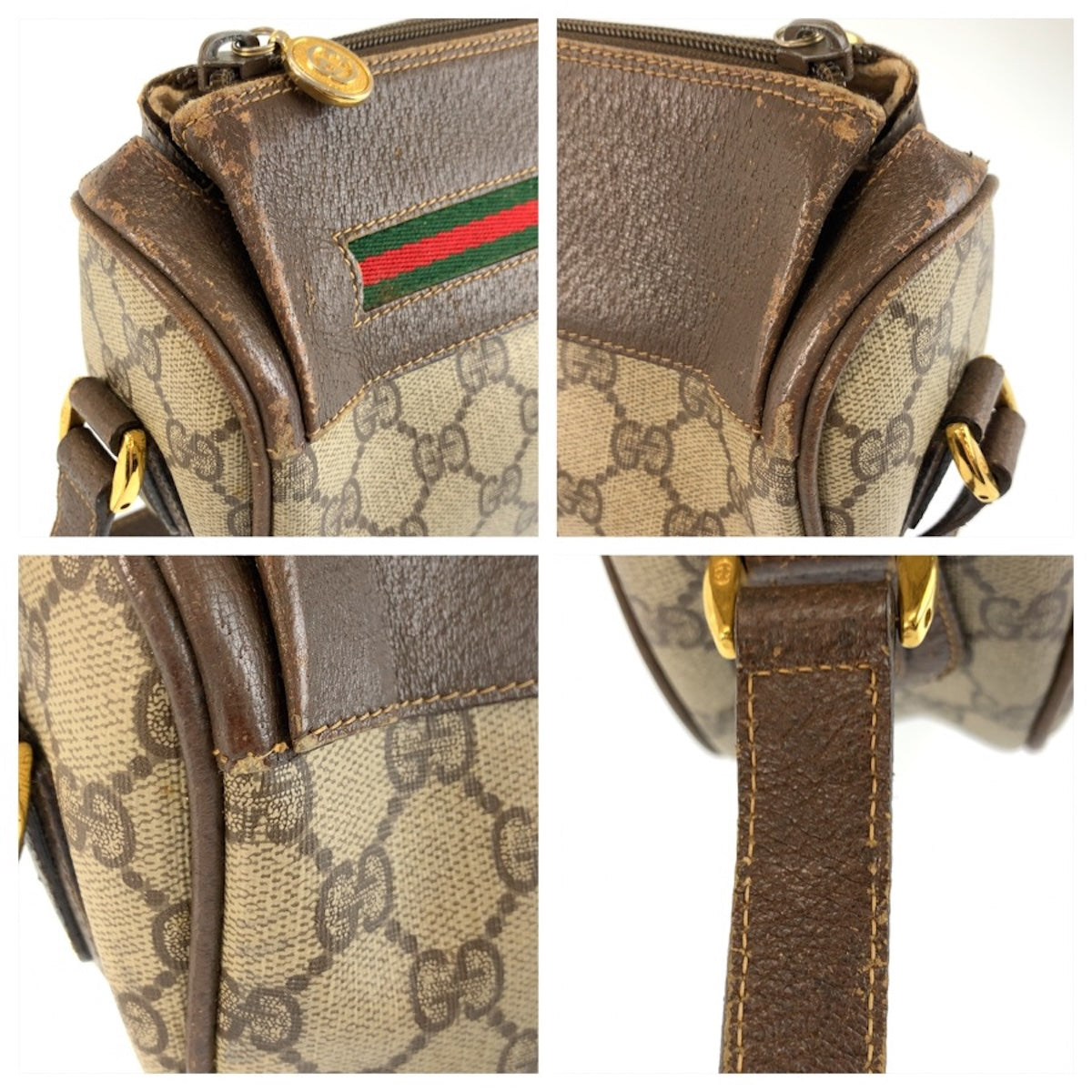 26656
GUCCI グッチ ヴィンテージ シェリーライン ベージュ ブラウン ゴールド金具 GGスプリームキャンバス / レザー 001 115 0918 ショルダーバッグ ポシェット レディース AB32