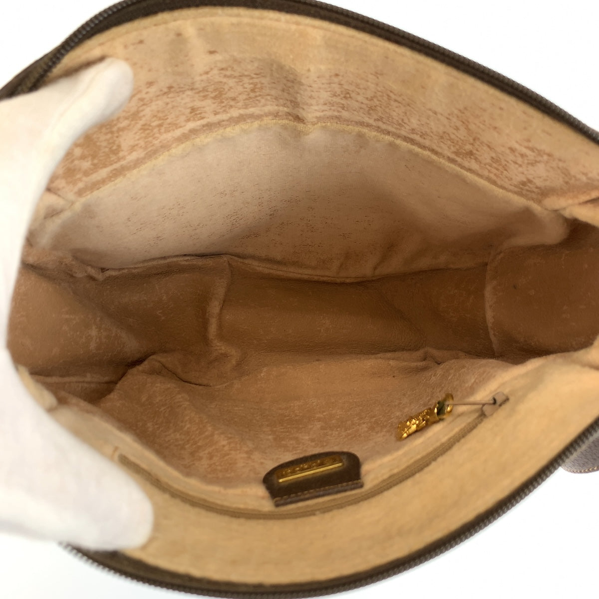 26656
GUCCI グッチ ヴィンテージ シェリーライン ベージュ ブラウン ゴールド金具 GGスプリームキャンバス / レザー 001 115 0918 ショルダーバッグ ポシェット レディース AB32