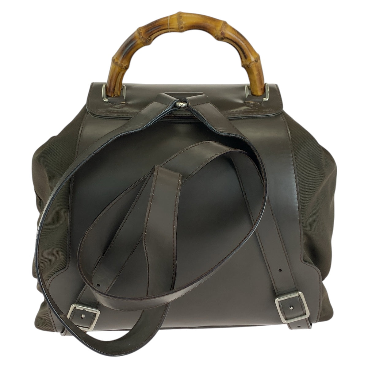 26657
GUCCI グッチ ヴィンテージ バンブー カーキ シルバー金具 ナイロン / レザー 003.2058.0016.5 リュックサック バックパック レディース AB32