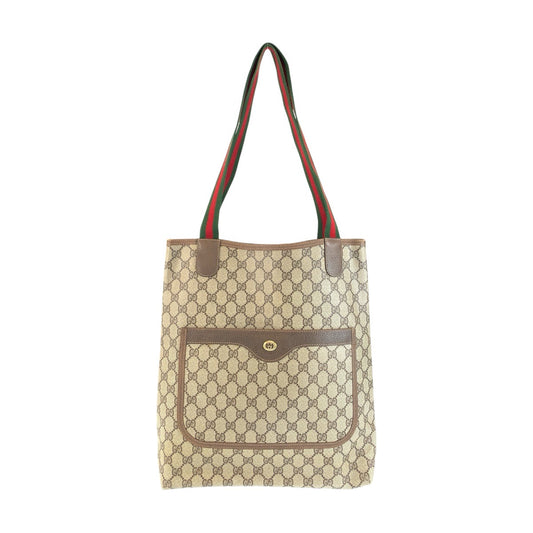 26658
GUCCI グッチ ヴィンテージ シェリーライン ベージュ ブラウン GGスプリームキャンバス / レザー 40 02 003 トートバッグ ショルダーバッグ レディース AB28