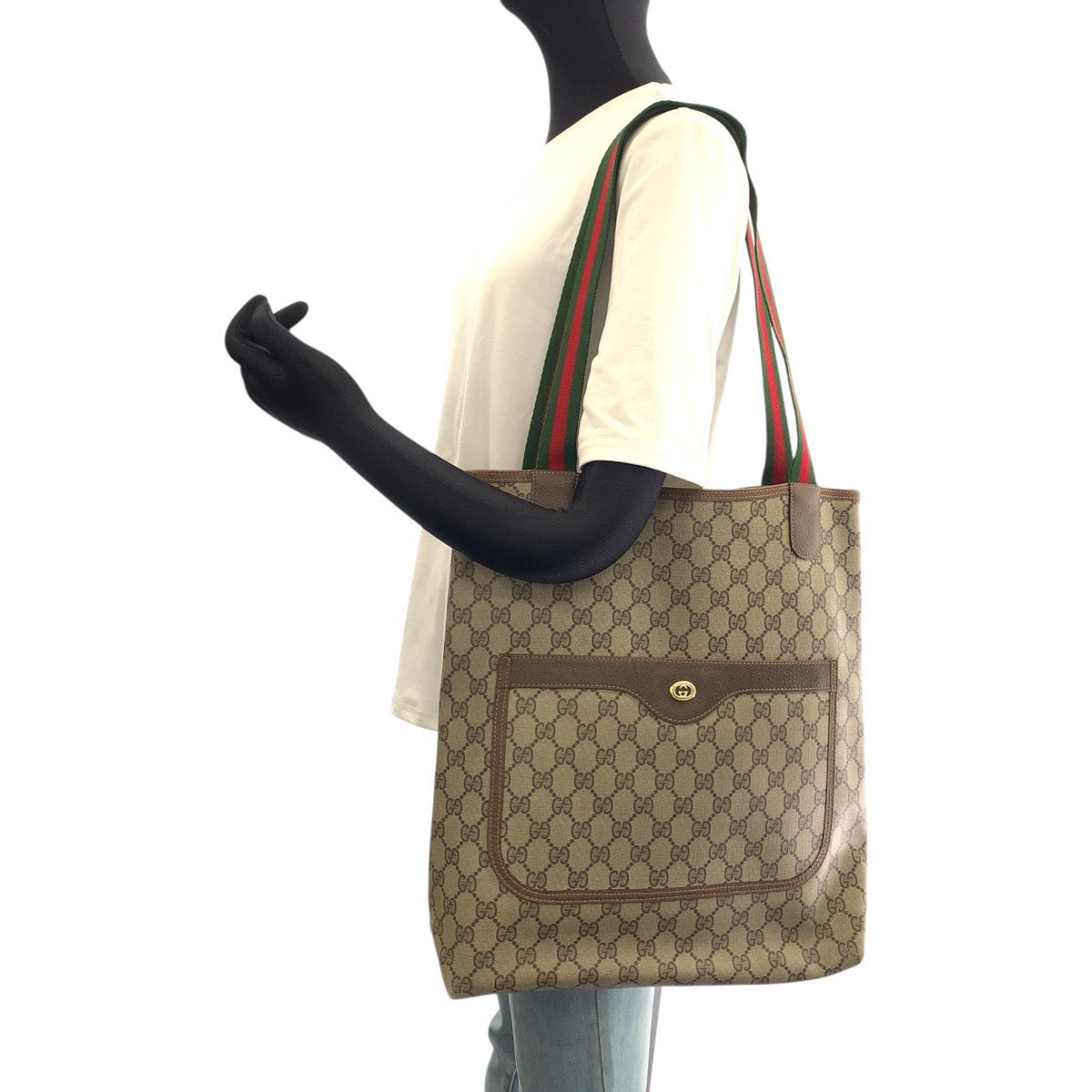 26658
GUCCI グッチ ヴィンテージ シェリーライン ベージュ ブラウン GGスプリームキャンバス / レザー 40 02 003 トートバッグ ショルダーバッグ レディース AB28