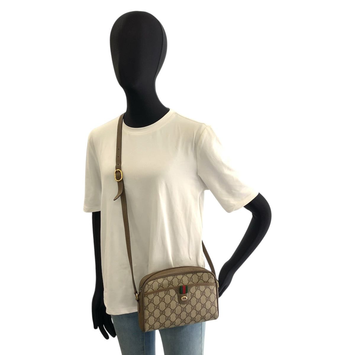 26660
GUCCI グッチ ヴィンテージ シェリーライン ベージュ ブラウン GGスプリームキャンバス / レザー 116 02 089 ショルダーバッグ ポシェット レディース AB35