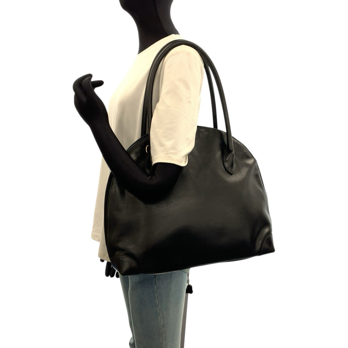 26663
GUCCI グッチ バンブー ブラック 黒 シルバー金具 レザー 000 781 0270 トートバッグ ショルダーバッグ レディース AB32