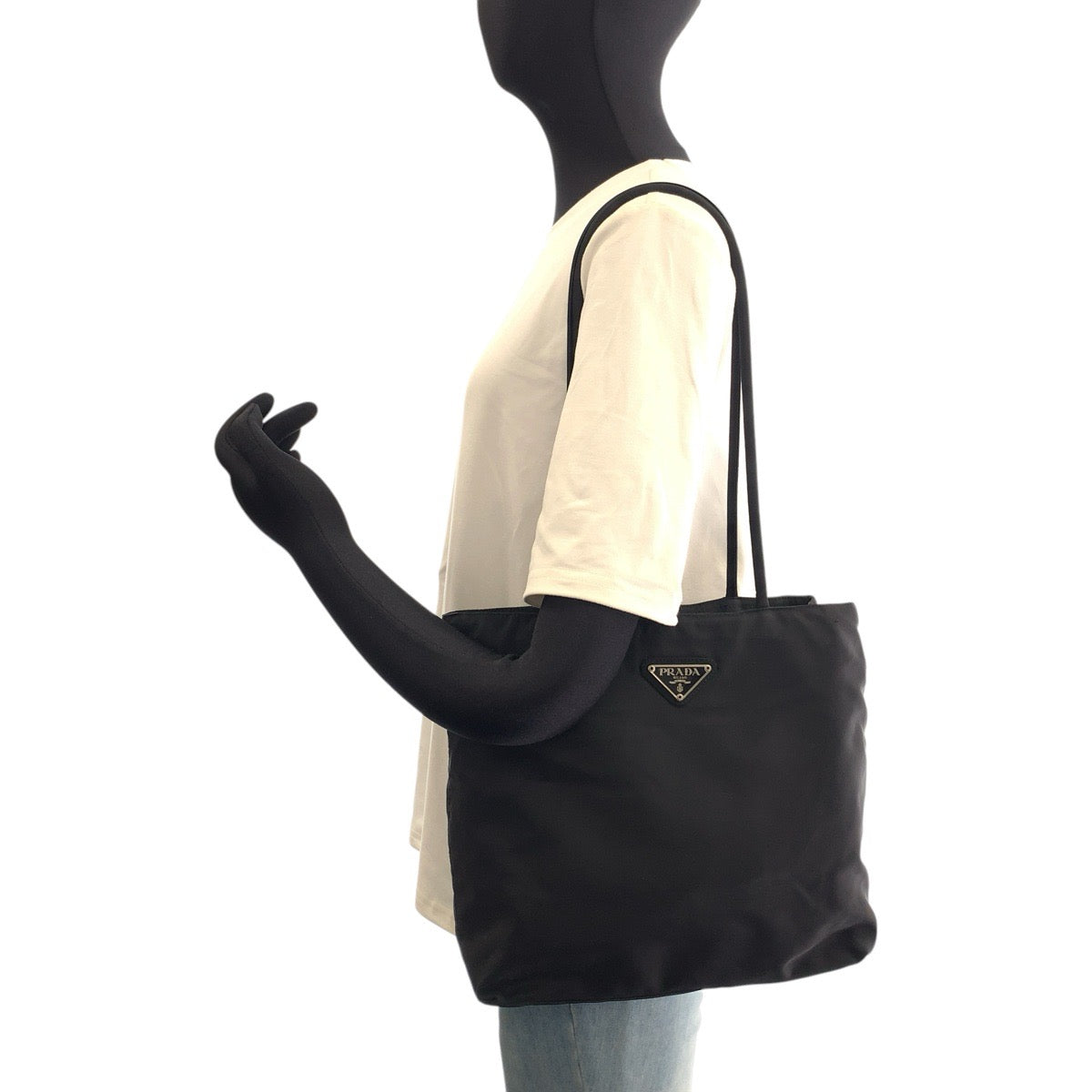 26664
PRADA プラダ テスート 三角ロゴプレート ブラック 黒 シルバー金具 ナイロン トートバッグ ショルダーバッグ レディース AB34
