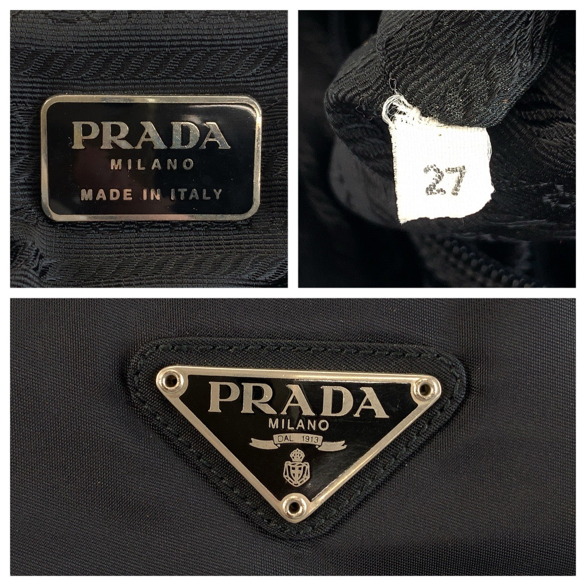26664
PRADA プラダ テスート 三角ロゴプレート ブラック 黒 シルバー金具 ナイロン トートバッグ ショルダーバッグ レディース AB34
