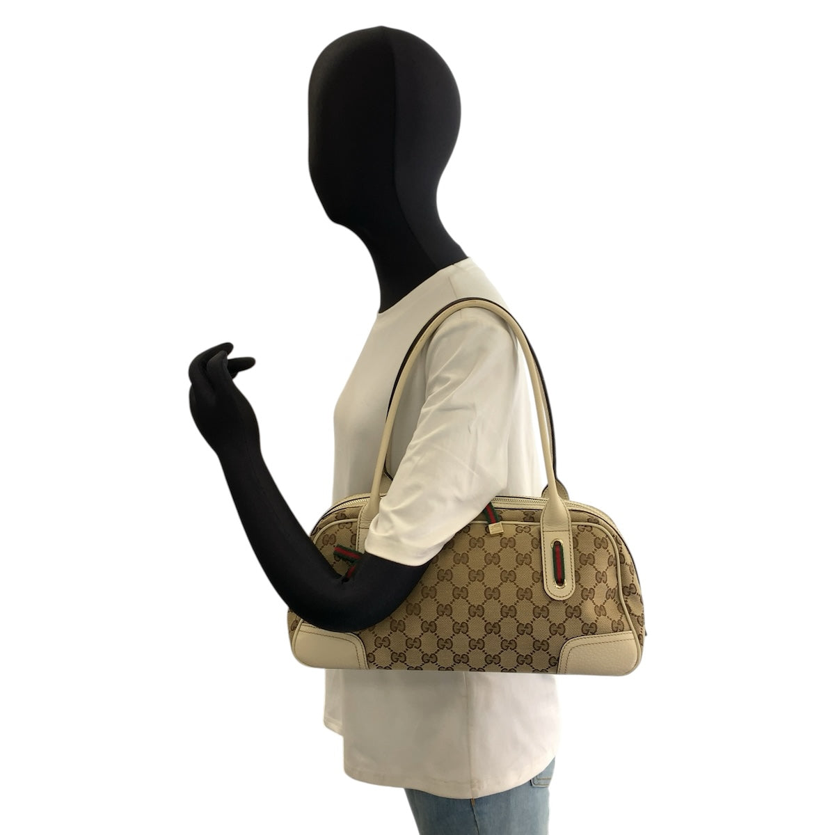 26666
GUCCI グッチ プリンシー ベージュ アイボリー ゴールド金具 GGキャンバス / レザー 161720 ショルダーバッグ ミニボストンバッグ レディース ABP42