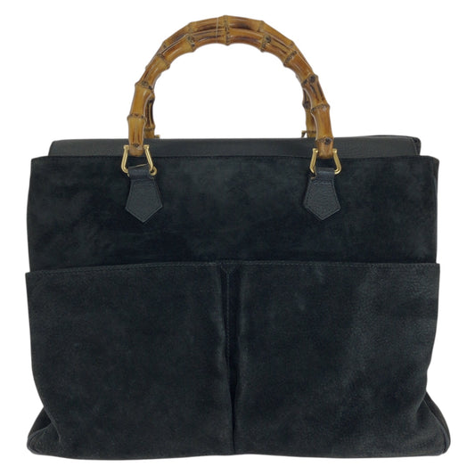 26667
GUCCI グッチ ヴィンテージ バンブー ブラック 黒 ゴールド金具 スウェード トートバッグ ハンドバッグ レディース AB35
