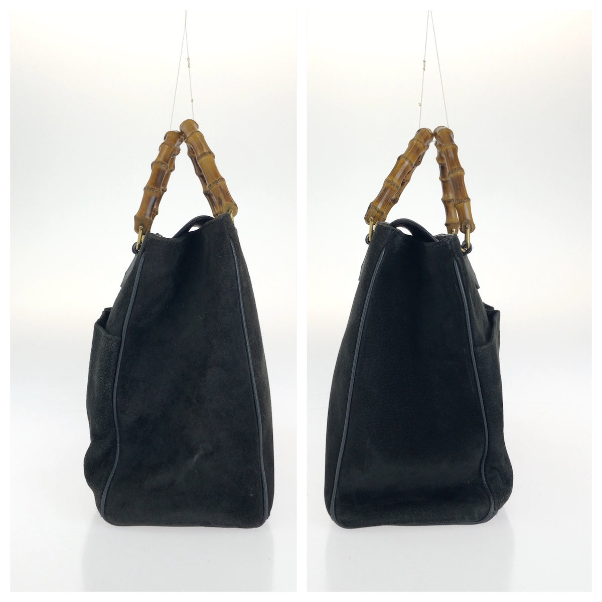 26667
GUCCI グッチ ヴィンテージ バンブー ブラック 黒 ゴールド金具 スウェード トートバッグ ハンドバッグ レディース AB35