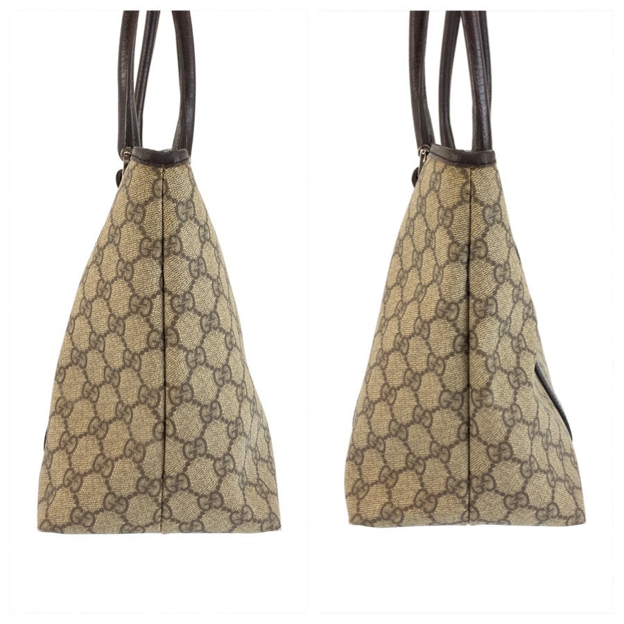 26671
GUCCI グッチ ベージュ ブラウン シルバー金具 GGスプリームキャンバス / レザー 114595 トートバッグ ショルダーバッグ レディース AB35