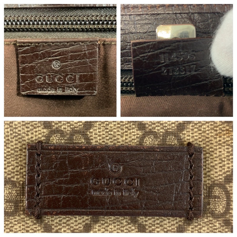 26671
GUCCI グッチ ベージュ ブラウン シルバー金具 GGスプリームキャンバス / レザー 114595 トートバッグ ショルダーバッグ レディース AB35