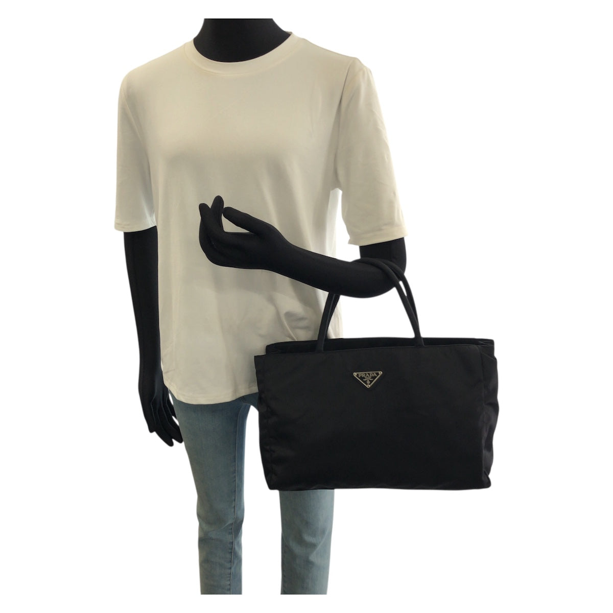 26672
PRADA プラダ テスート 三角ロゴプレート ブラック 黒 シルバー金具 ナイロン トートバッグ ハンドバッグ レディース A42