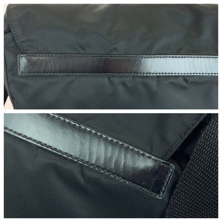 26674
PRADA プラダ テスート 三角ロゴプレート ブラック 黒 シルバー金具 ナイロン / レザー ショルダーバッグ メッセンジャーバッグ レディース ABP37