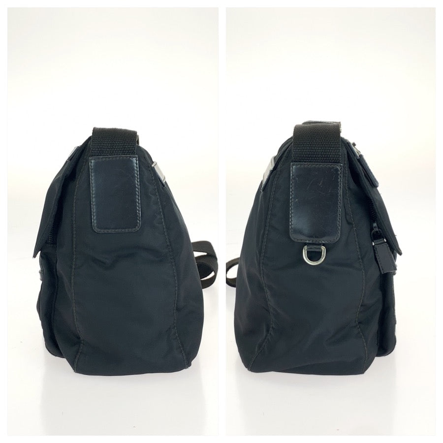26674
PRADA プラダ テスート 三角ロゴプレート ブラック 黒 シルバー金具 ナイロン / レザー ショルダーバッグ メッセンジャーバッグ レディース ABP37