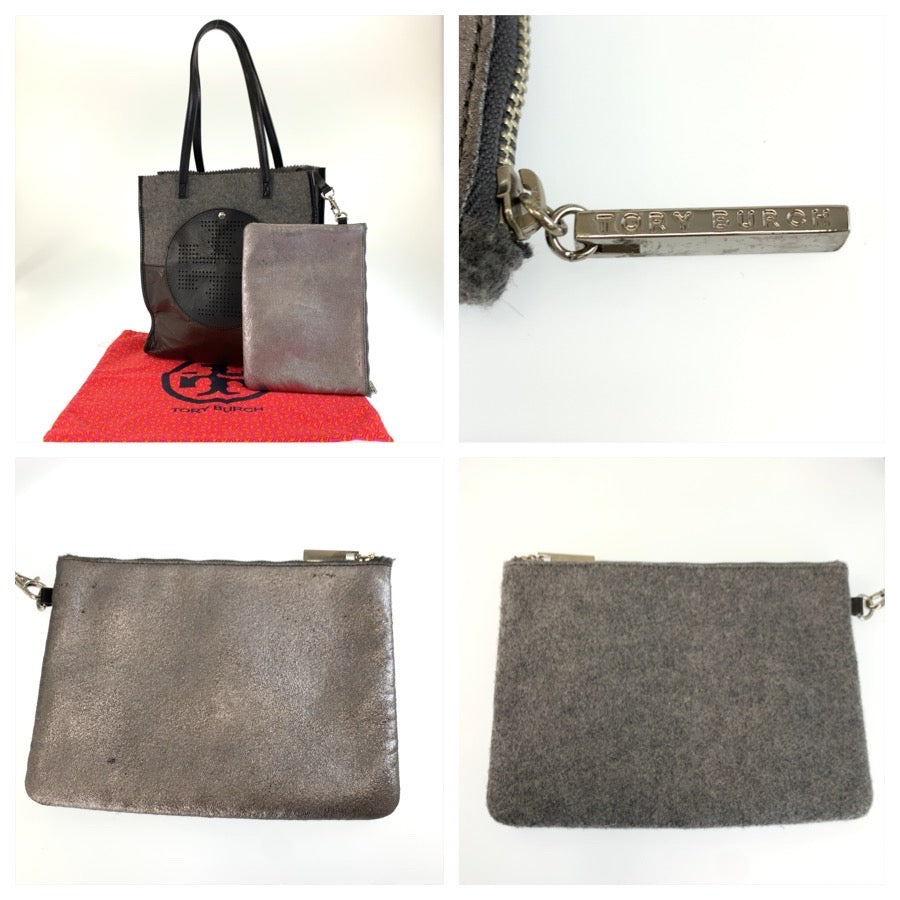 26794
Tory Burch トリーバーチ ブラウン グレー ブラック フェルト / レザー トートバッグ ショルダーバッグ レディース AB8