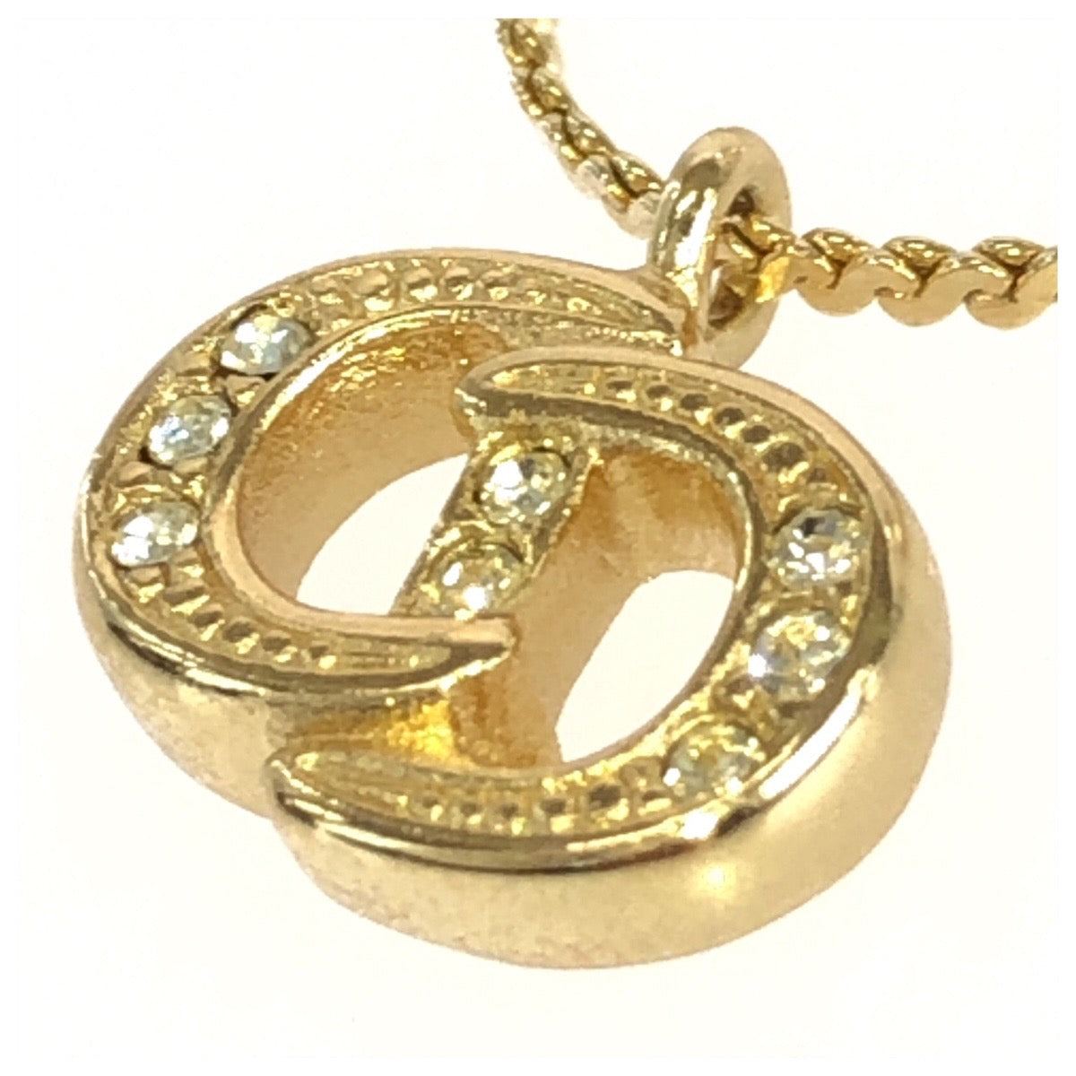 27036
Christian Dior クリスチャンディオール ヴィンテージ CDロゴ ゴールド メッキ / ラインストーン ネックレス レディース ABP11