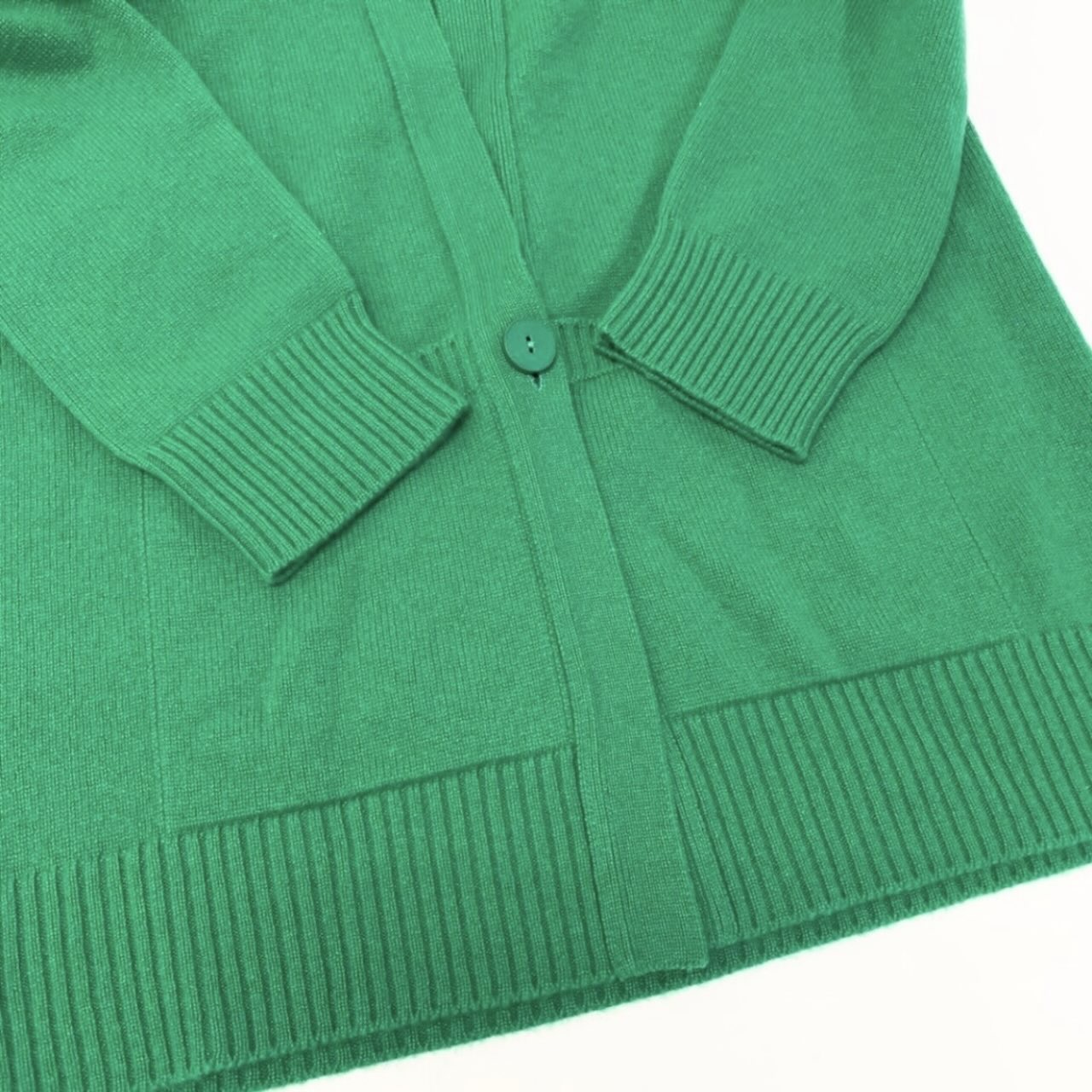 HERMES エルメス Hロゴ グリーン カシミヤ ロングカーディガン レディース B