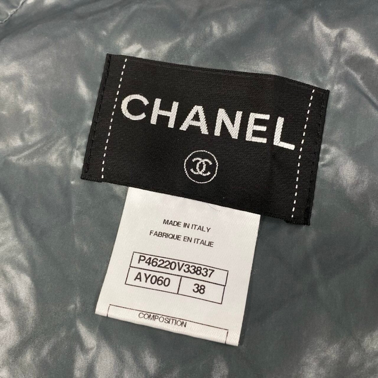 CHANEL シャネル 2014 カメリア ココマーク ネイビー ポリエステル / シルク ジャケットコート レディース A