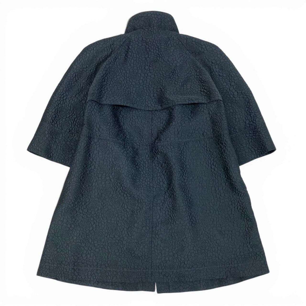 CHANEL シャネル 2014 カメリア ココマーク ネイビー ポリエステル / シルク ジャケットコート レディース A