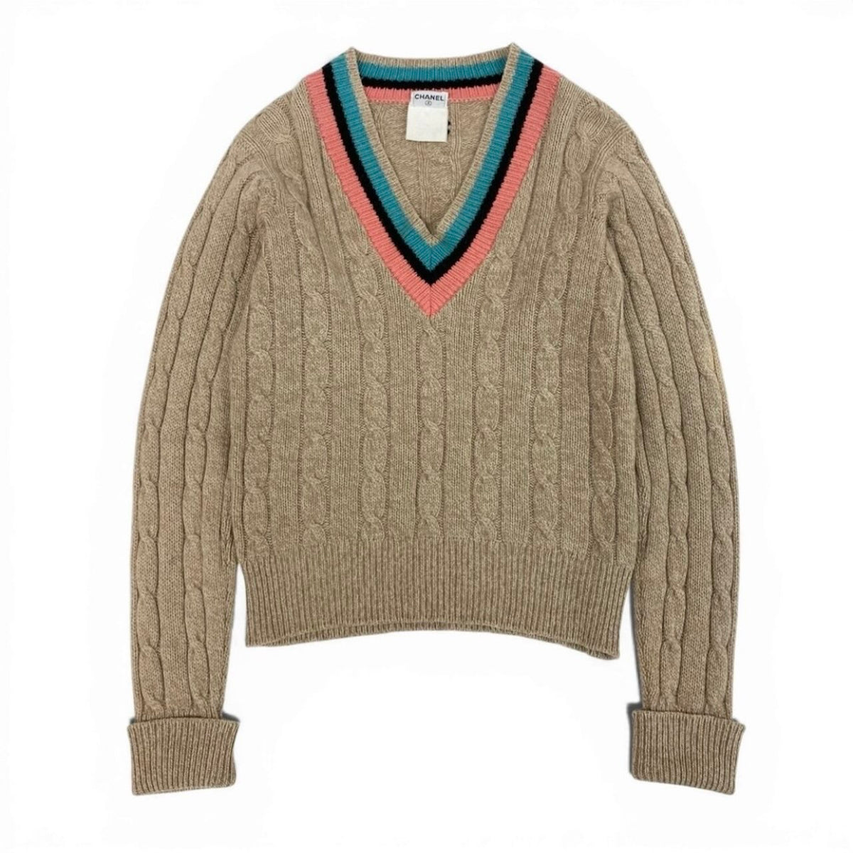 CHANEL シャネル ヴィンテージ 1996 ココマーク ベージュ カシミヤ PO8766W02335 スクールニット セーター レディース AB