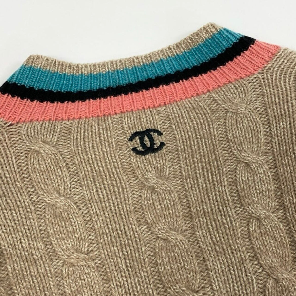 CHANEL シャネル ヴィンテージ 1996 ココマーク ベージュ カシミヤ PO8766W02335 スクールニット セーター レディース AB