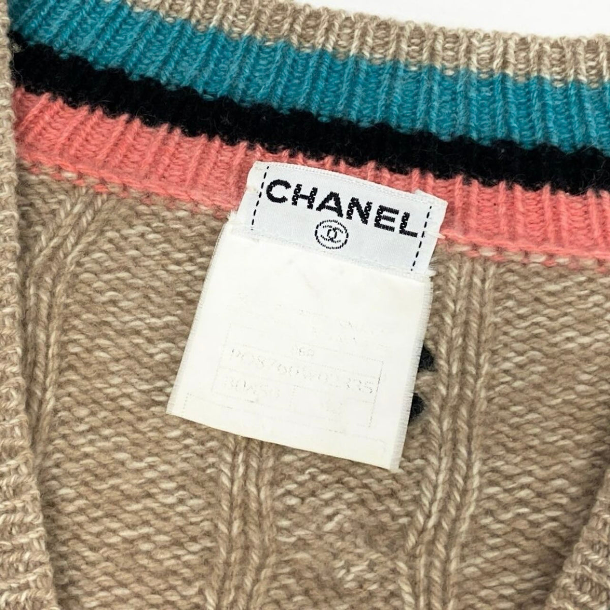 CHANEL シャネル ヴィンテージ 1996 ココマーク ベージュ カシミヤ PO8766W02335 スクールニット セーター レディース AB