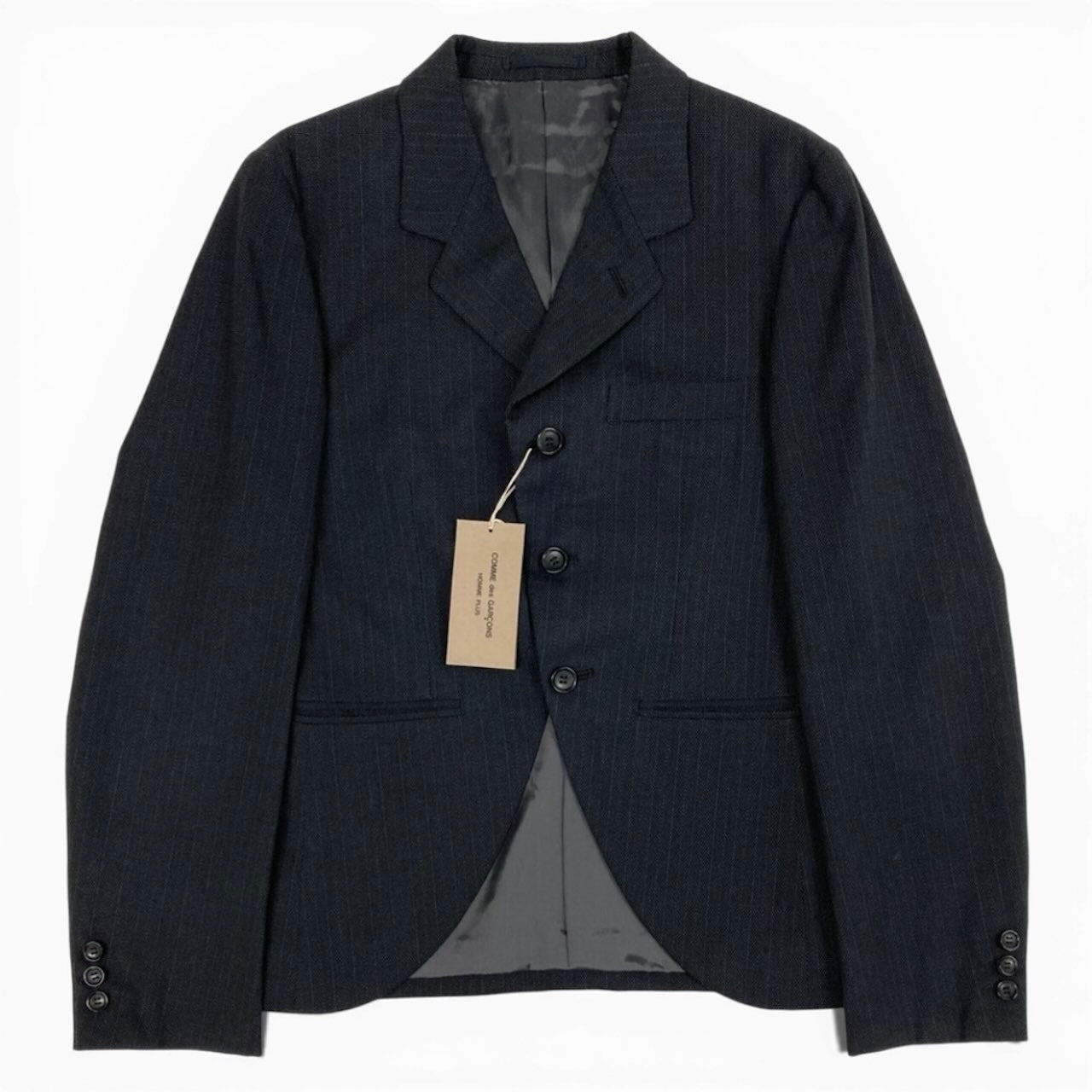 COMME des GARCONS HOMME PLUS コムデギャルソンオムプリュス 2004 ピンストライプ グレー ウール / シルク / ポリエステル PN-J028 テーラードジャケット メンズ A