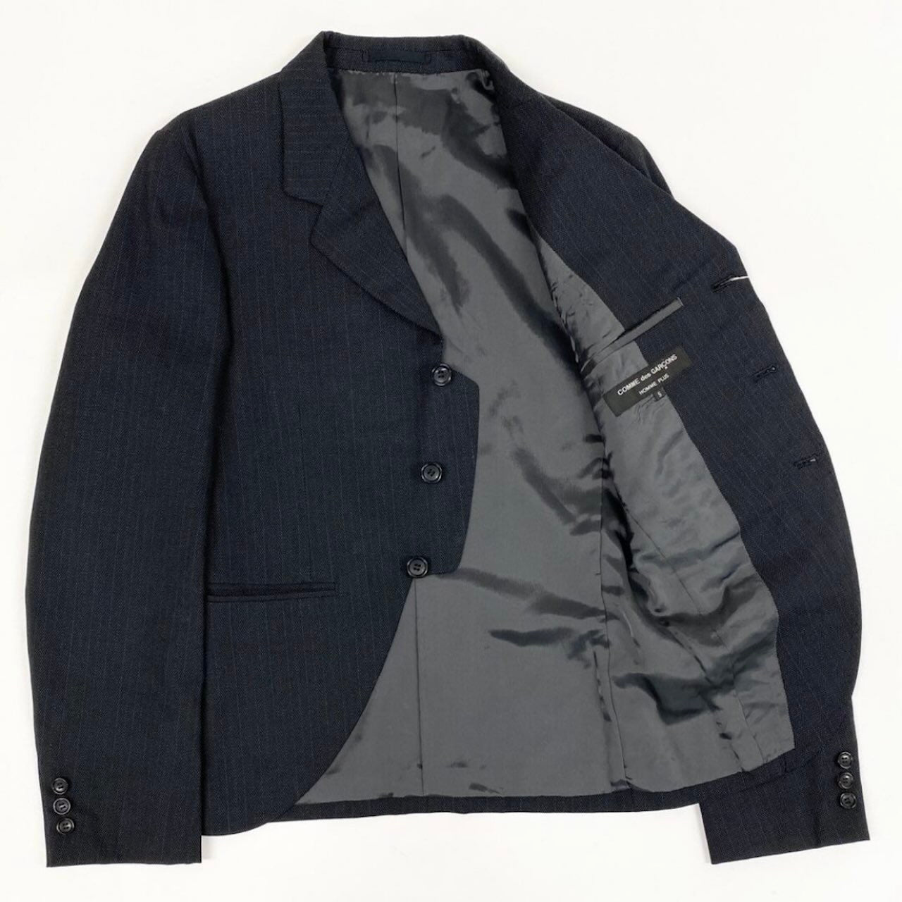COMME des GARCONS HOMME PLUS コムデギャルソンオムプリュス 2004 ピンストライプ グレー ウール / シルク / ポリエステル PN-J028 テーラードジャケット メンズ A