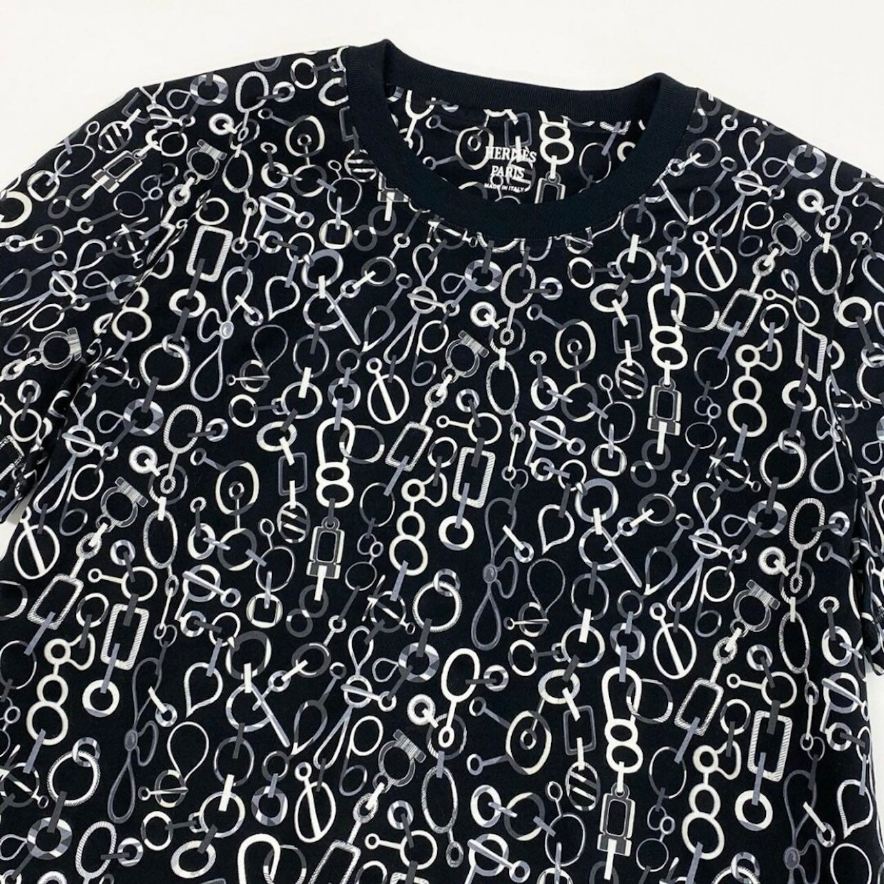 HERMES エルメス Do Re Boucles T-shirt タグ付 23aw ブラック コットン 3H4624DR 半袖Ｔシャツ レディース S