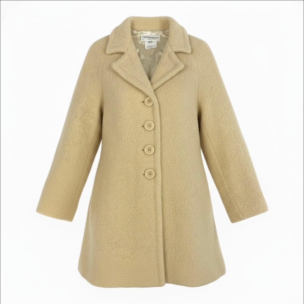 YVES SAINT LAURENT イヴ サンローラン ヴィンテージ ベージュ ウール / コットン ボアコート レディース ABP