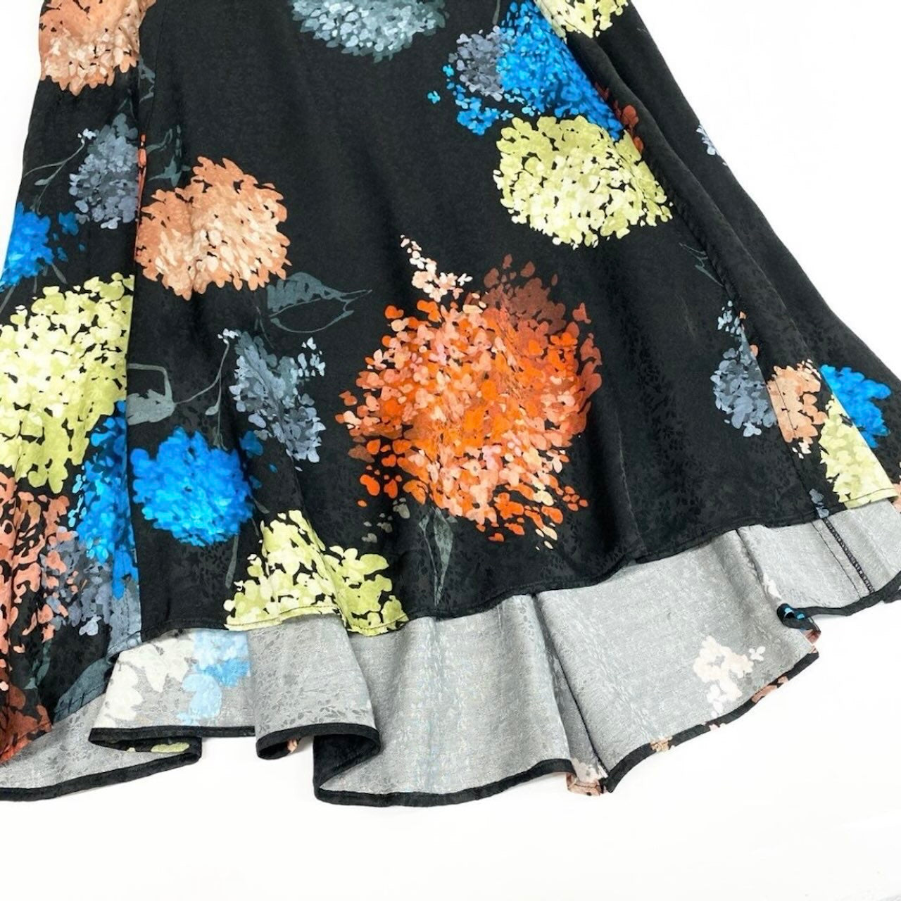 Rochas ロシャス 2024 フローラルプリント ブラック レーヨン フレアスカート レディース S