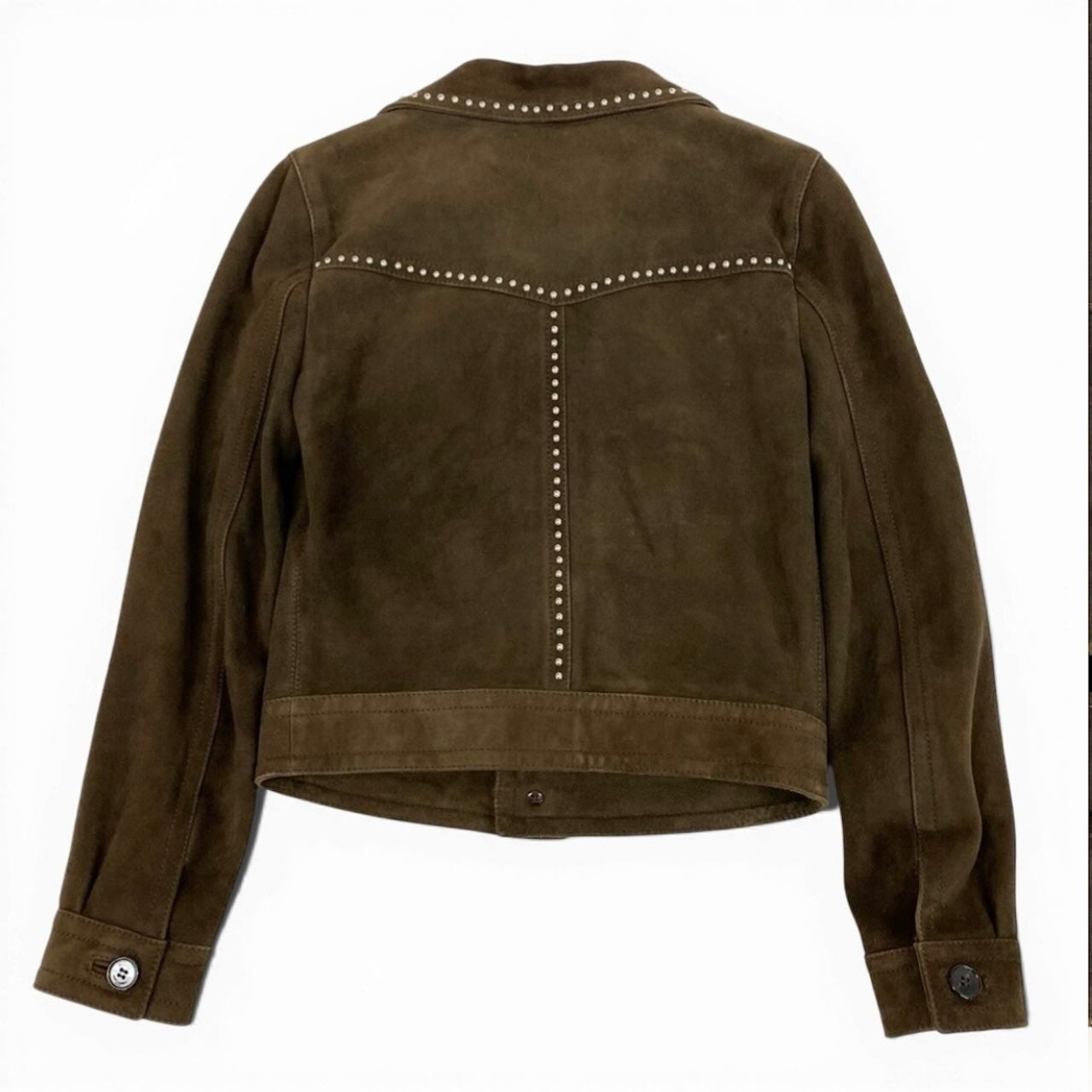SAINT LAURENT PARIS サンローランパリ スタッズ ブラウン 山羊 / シルク ウエスタンジャケット レディース AB