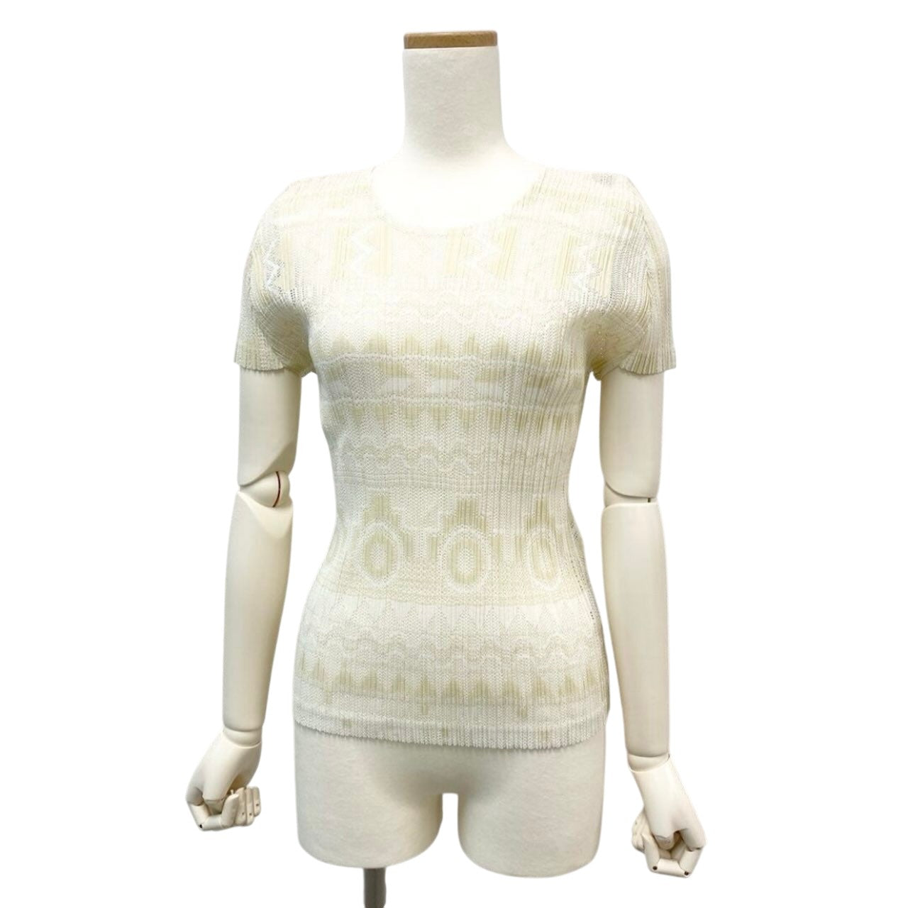 PLEATS PLEASE プリーツプリーズ プリーツメッシュカットソー アイボリーホワイト ポリエステル PP61-JK672 カットソー レディース A