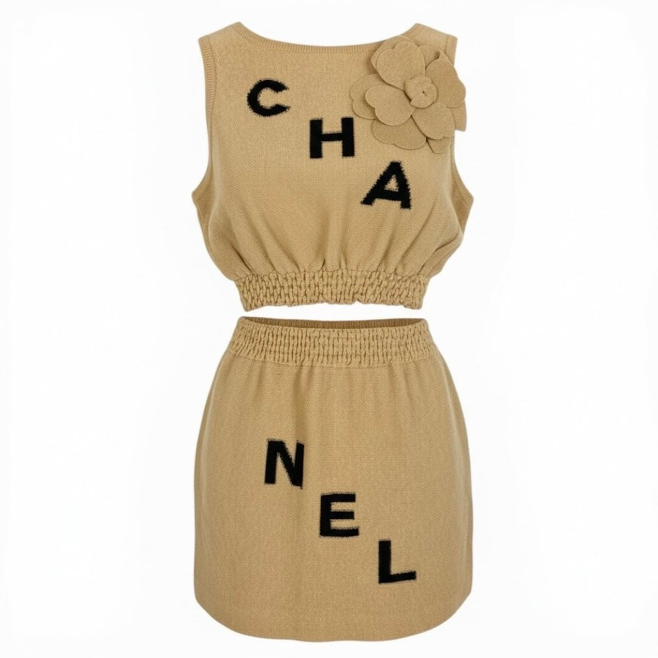 CHANEL シャネル 2019 ランウェイ ベージュ レーヨン / ペーパー P61529 セットアップ レディース A