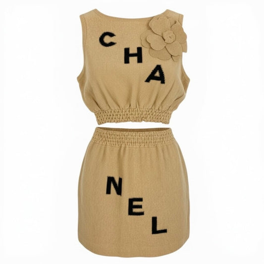 CHANEL シャネル 2019 ランウェイ ベージュ レーヨン / ペーパー P61529 セットアップ レディース A