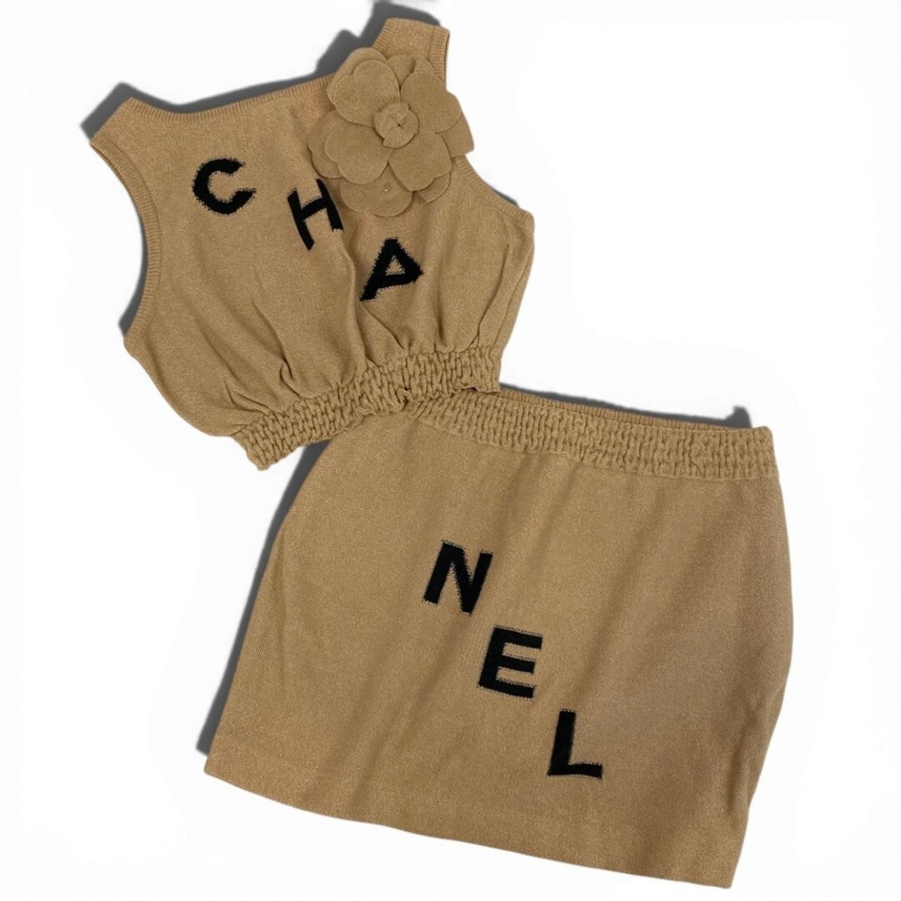 CHANEL シャネル 2019 ランウェイ ベージュ レーヨン / ペーパー P61529 セットアップ レディース A