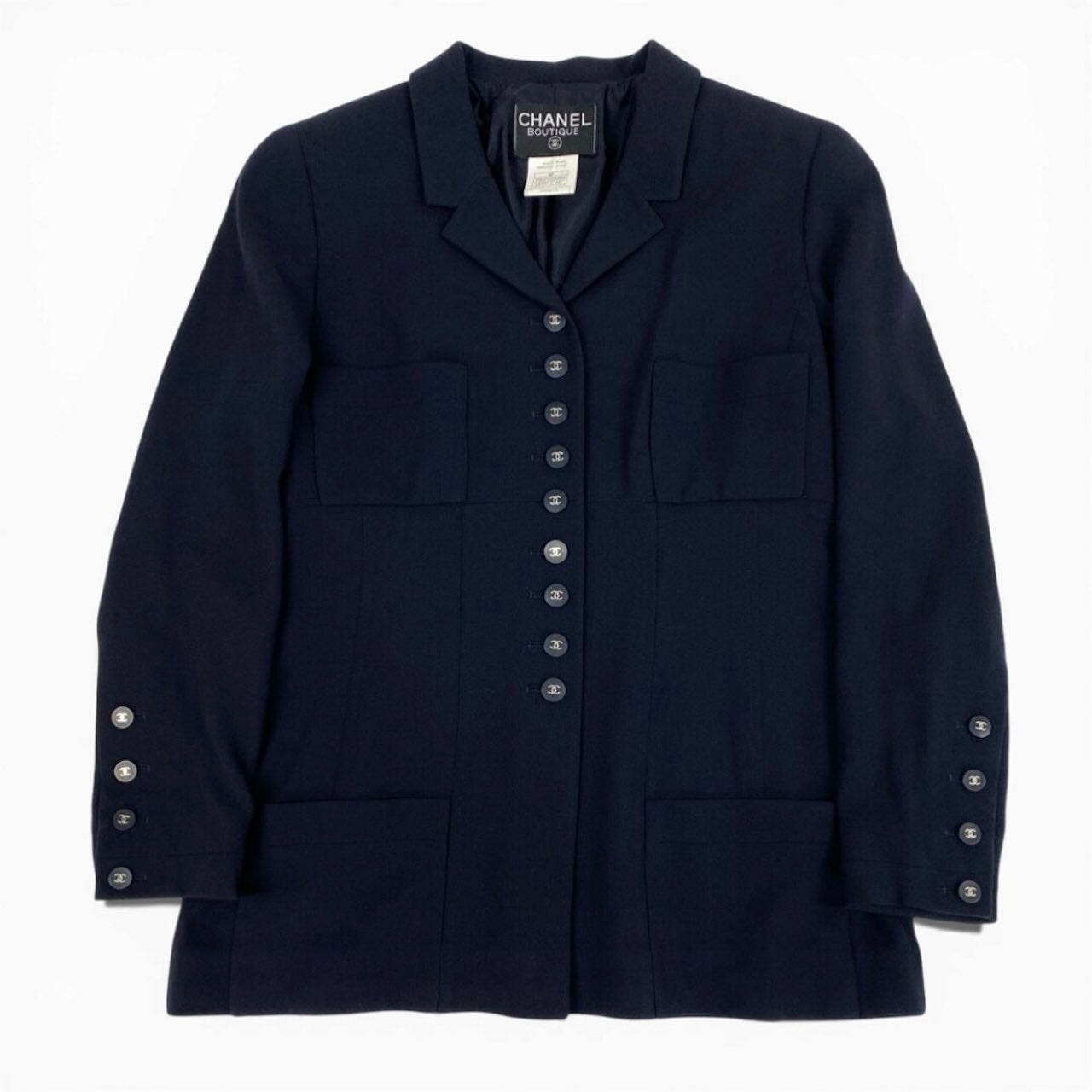 CHANEL シャネル CHANEL BOUTIQUE 1996 ネイビー ウール P06370 テーラードジャケット レディース AB